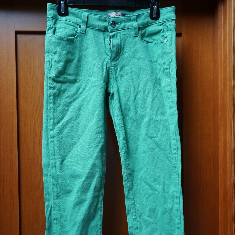 Paige Skinny Jean Ankle Length Bright Mint Green